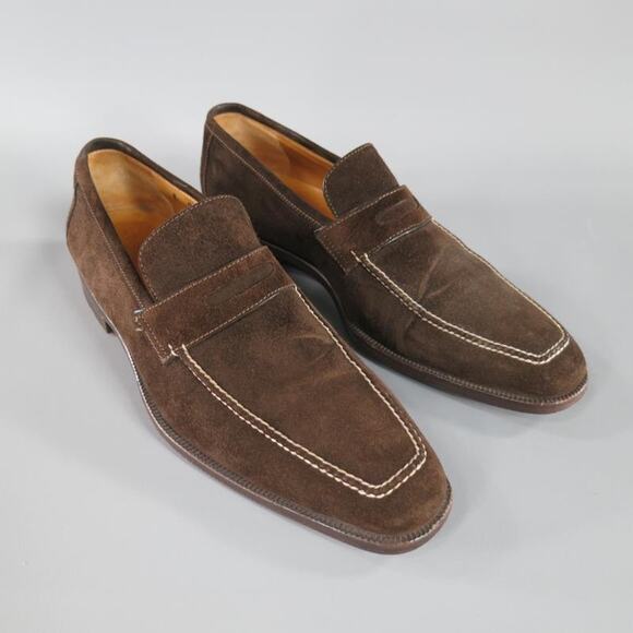 SUTOR MANTELLASSI Size 8 Brown Suede Penny Loafers - Picture 3 of 10